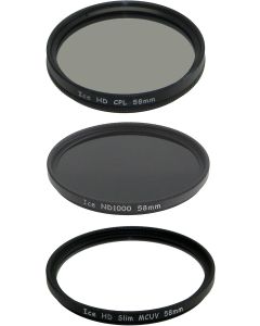 Set of 3 ICE 58mm Filter ND1000, UV & CPL Neutral Density ND 1000 58 10 Stop Optical Glass & Wallet