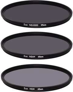 ICE 95mm Slim ND Filter Set ND1000 ND64 ND8 Neutral Density 95 10, 6, 3 Stop Optical Glass